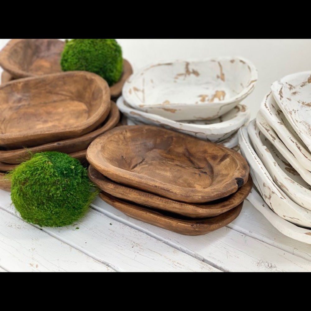 Handcarved Dough Style Wood Bowl Rustic Farmhouse